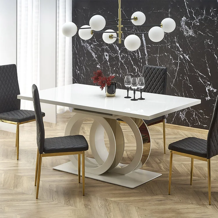 Tavolo allungabile moderno 160/200cm bianco oro Malvasia
