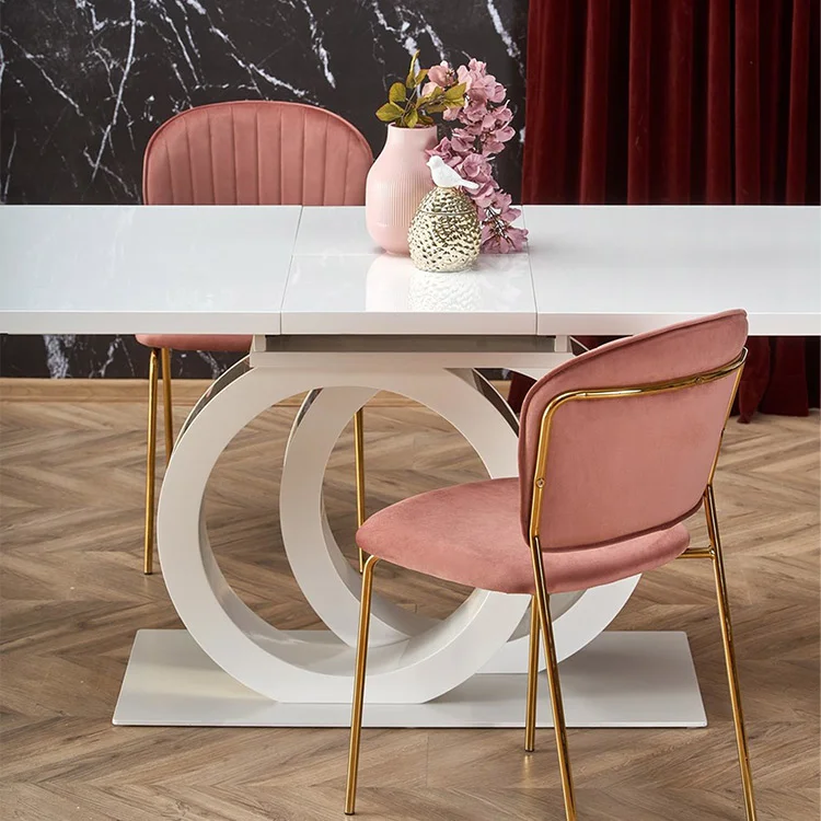 Tavolo allungabile moderno 160/200cm bianco oro Malvasia