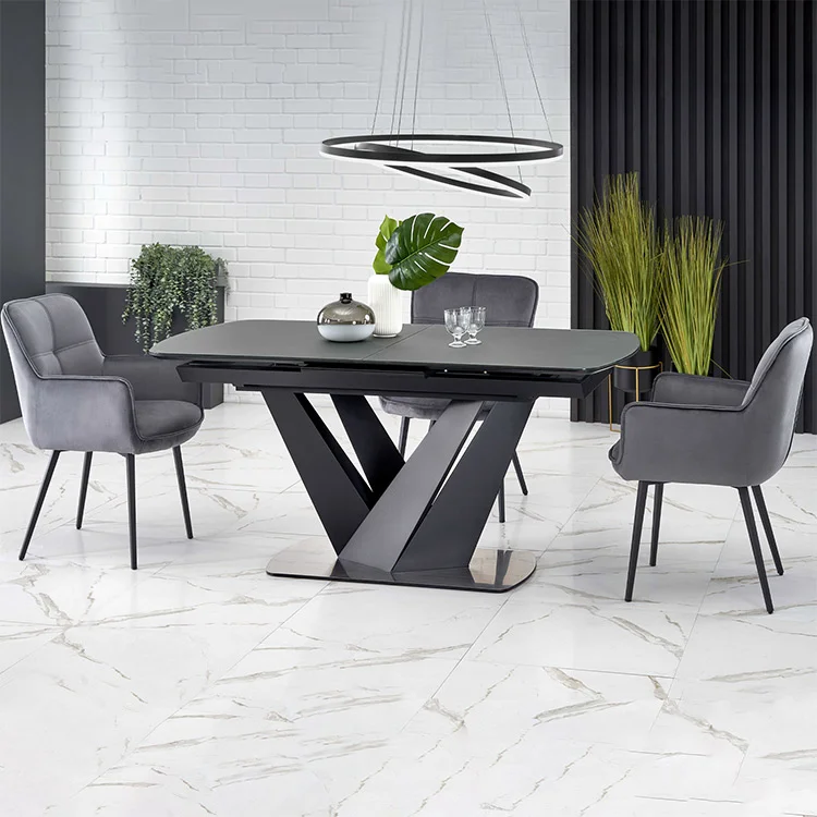 Tavolo allungabile moderno 160/200cm grigio scuro nero Blasco