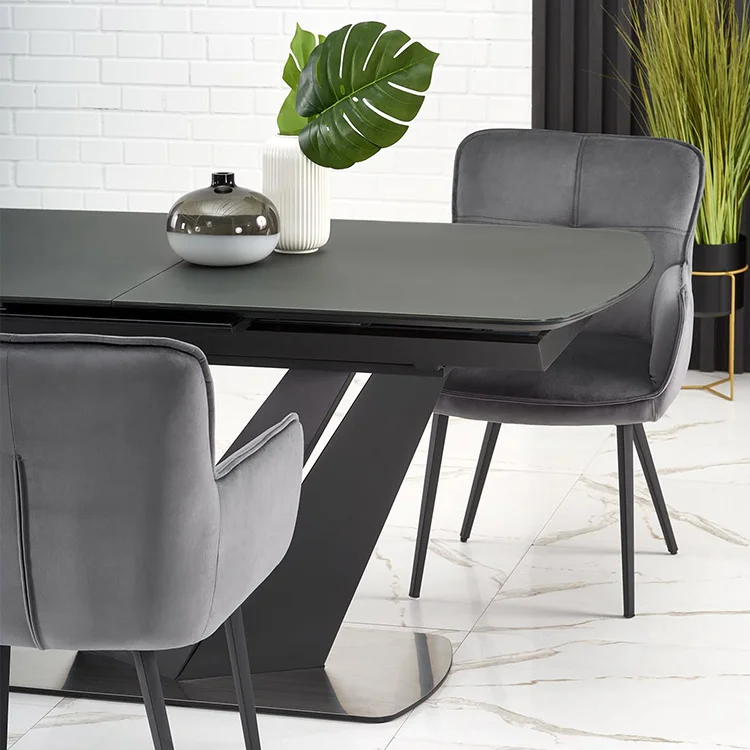 Tavolo allungabile moderno 160/200cm grigio scuro nero Blasco