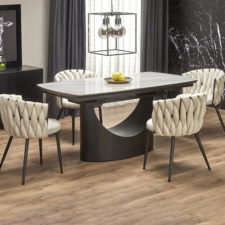 Tavolo allungabile moderno 160/220cm marmo bianco nero Isaia