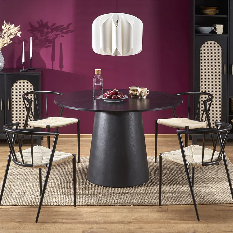 Tavolo da pranzo rotondo 120x77cm nero Igino