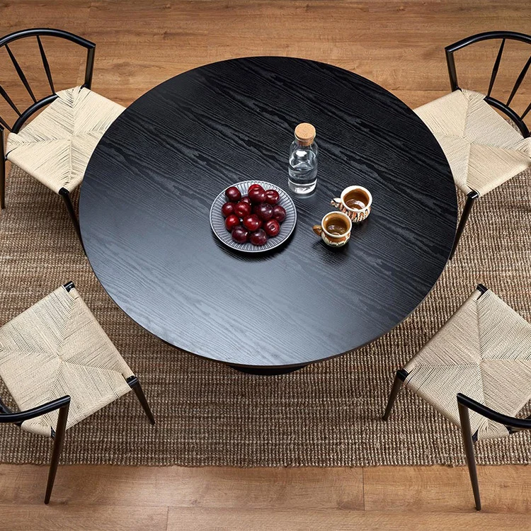 Tavolo da pranzo rotondo 120x77cm nero Igino