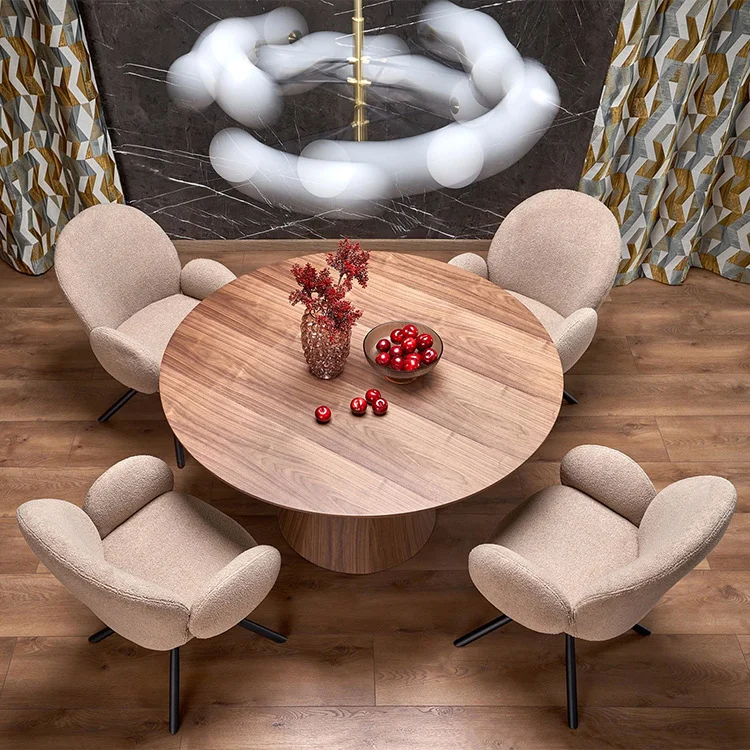 Tavolo da pranzo rotondo 136x78cm noce scuro Thor