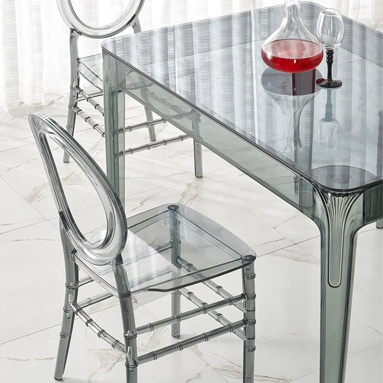 Tavolo da pranzo trasparente moderno 120x80cm fumé Naked