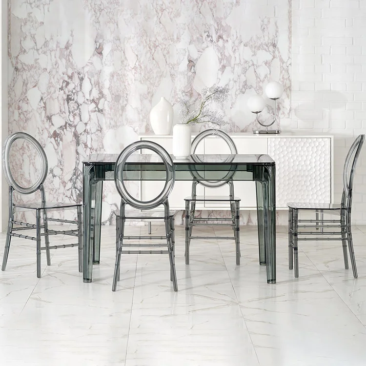 Tavolo da pranzo trasparente moderno 120x80cm fumé Naked