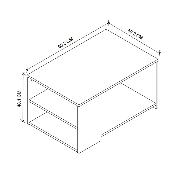 Tavolino da salotto con ripiani  90x59cm antracite rovere rustico Luzon