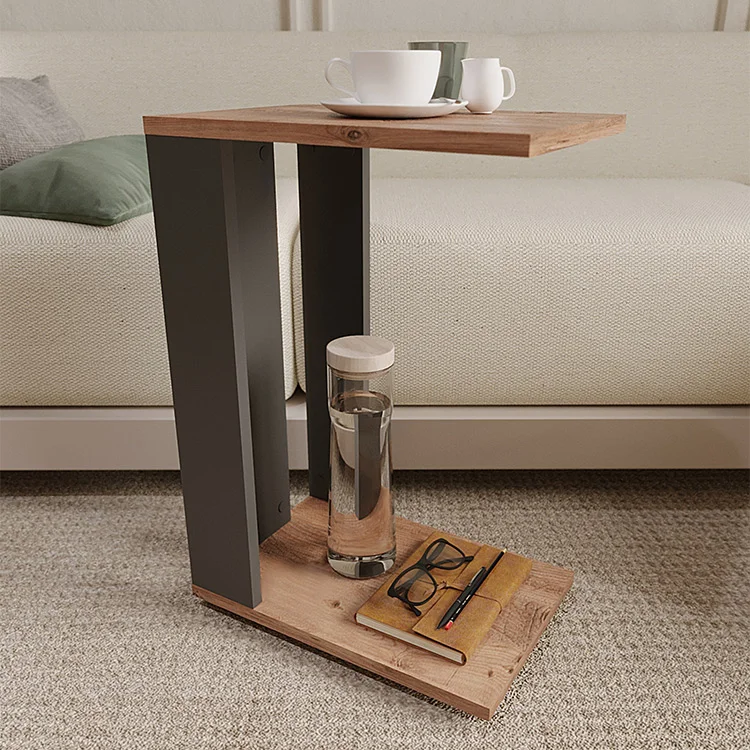 Tavolo da salotto con ruote 42x62cm antracite rovere Devon