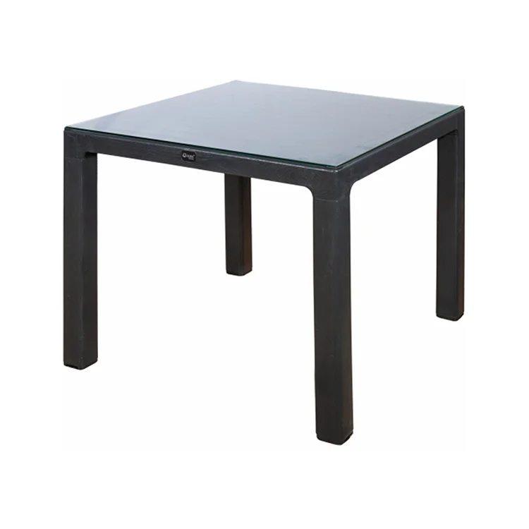 Tavolo moderno da giardino esterno bar dehors con vetro 90x90cm antracite Cesare