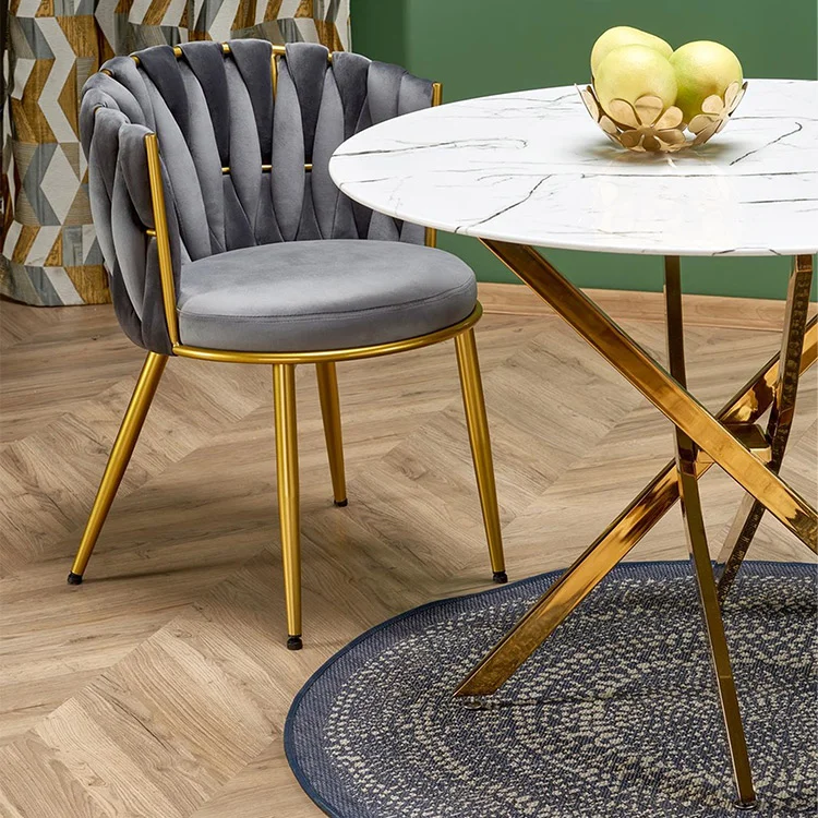 Tavolo rotondo moderno 100x73cm marmo bianco oro Onorato