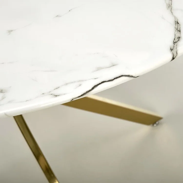 Tavolo rotondo moderno 100x73cm marmo bianco oro Onorato