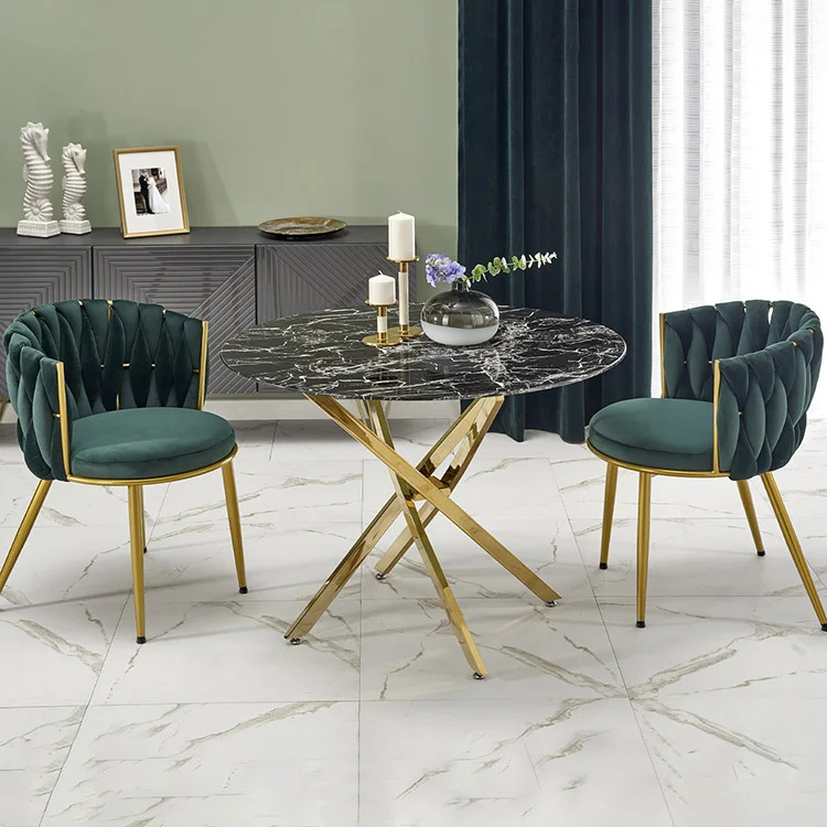 Tavolo rotondo moderno 100x73cm marmo nero oro Onorato