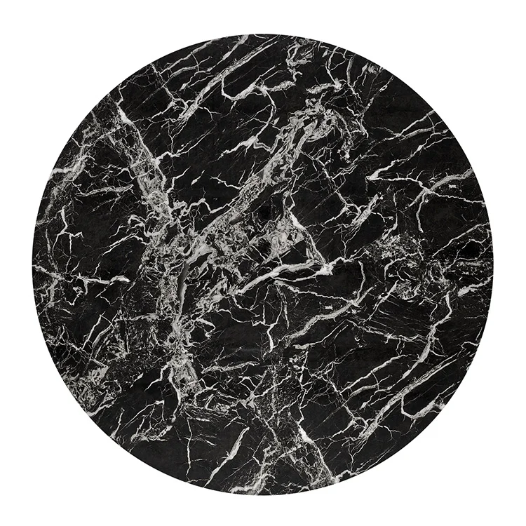 Tavolo rotondo moderno 100x73cm marmo nero oro Onorato
