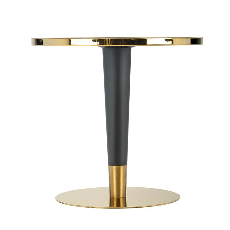 Tavolo rotondo moderno 79x74cm marmo bianco nero oro Barbera
