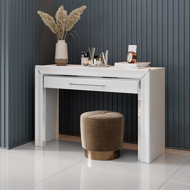 Toletta tavolo da trucco moderna con specchio 120x200cm bianco Benz