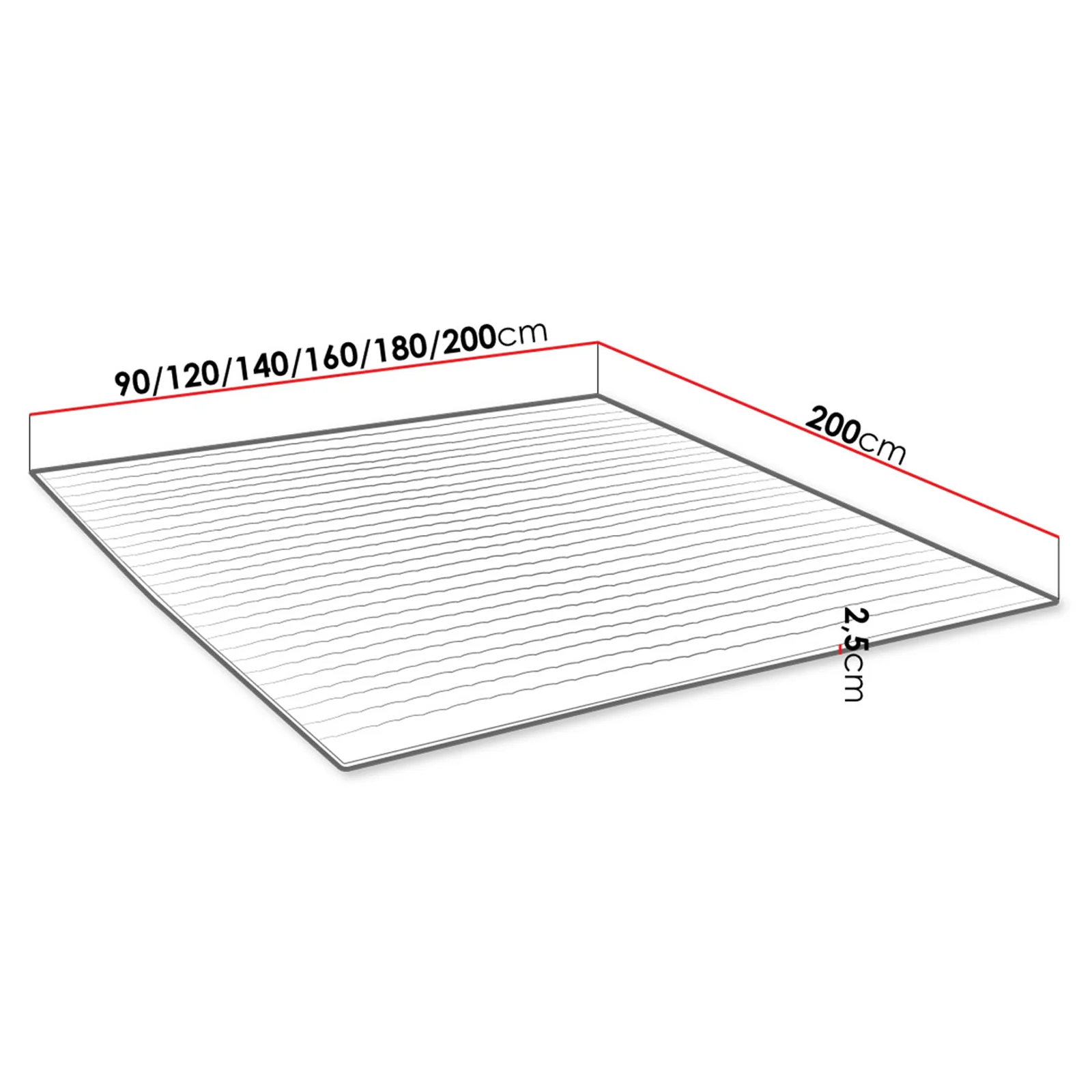 Topper matrimoniale oversize 180x200cm trapuntato imbottito con elastici bianco Corsica