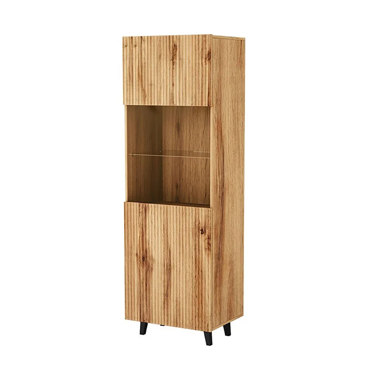Vetrinetta 60x183h cm 1 anta moderna cannettato quercia Essence