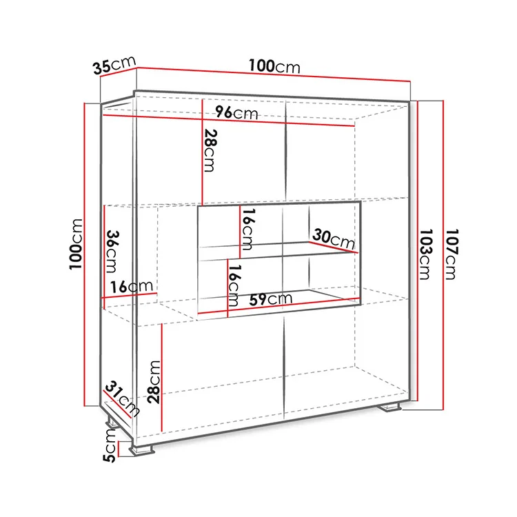 Vetrinetta 100x107h cm moderna  soggiorno bianco Corale