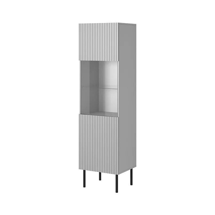 Vetrinetta 50x180h cm moderna soggiorno grigio chiaro nero Cadice