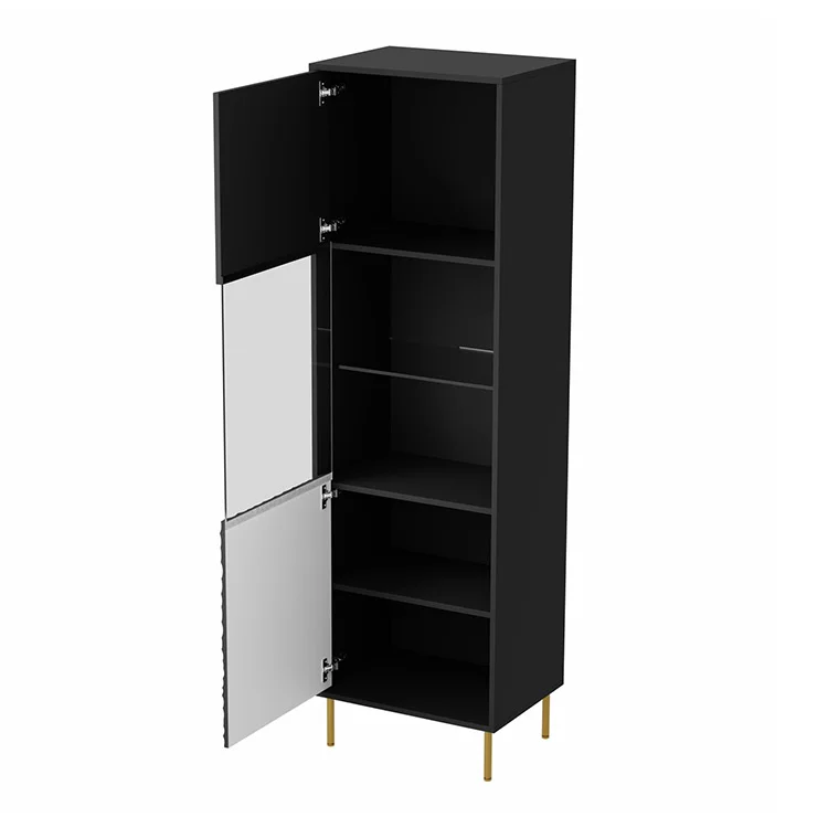 Vetrinetta 55x185h cm moderna soggiorno nero oro Osaka