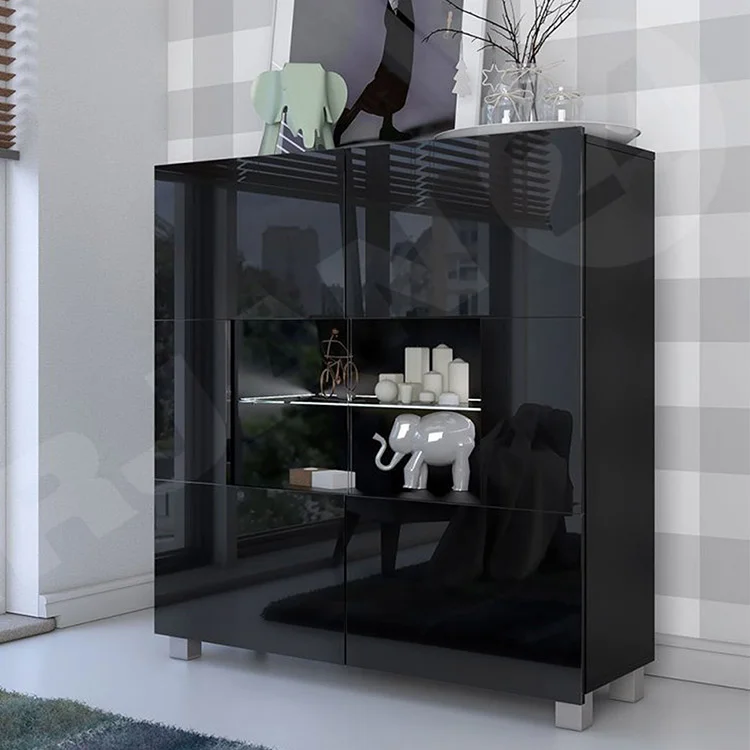 Vetrinetta 100x107h cm moderna soggiorno nero Corale