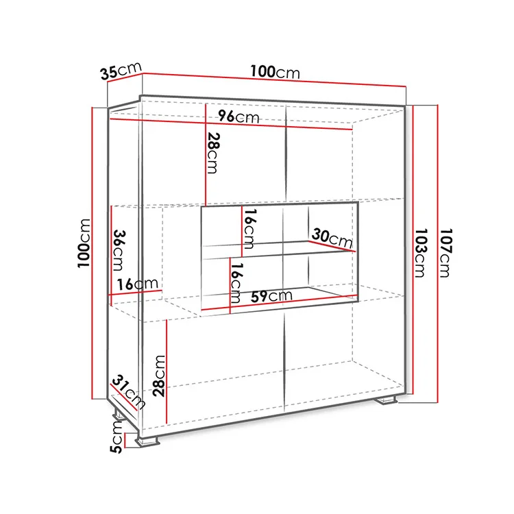 Vetrinetta 100x107h cm moderna soggiorno nero Corale