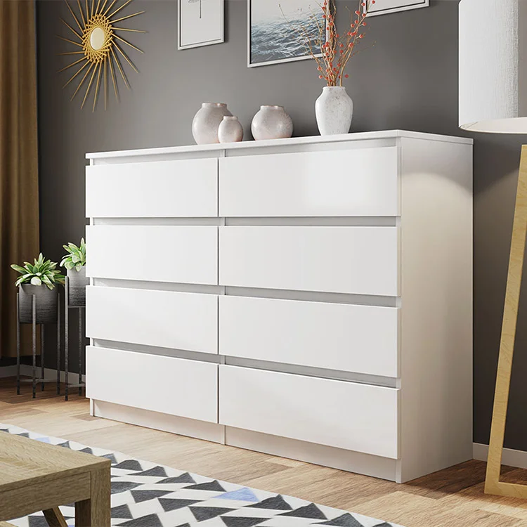 Cassettiera con 8 cassetti colore Rovere oak e Bianco lucido Cassettiera con 8 cassetti colore Rovere oak e Bianco lucido