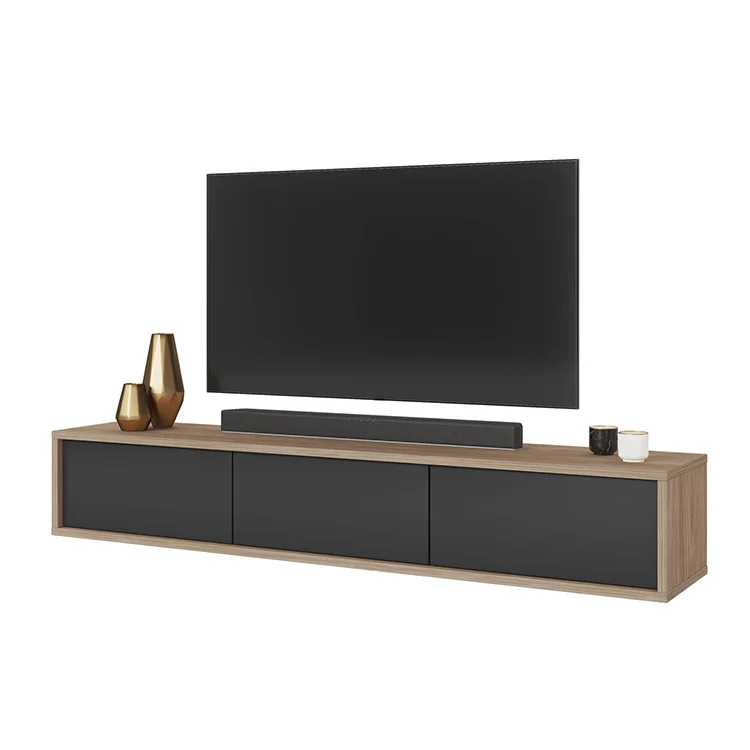 WHOUS Mobile Porta TV Sospeso GARDA per Soggiorno con 2 Ante a Ribalta e 1 Ripiano Centrale, Mobile Tv a Parete per Salotto, 210x35x30 cm, Antracite Opaco e Rovere WHOUS Mobile Porta TV Sospeso GARDA per Soggiorno con 2 Ante a Ribalta e 1 Ripiano Centrale, Mobile Tv a Parete per Salotto, 210x35x30 cm, Antracite Opaco e Rovere