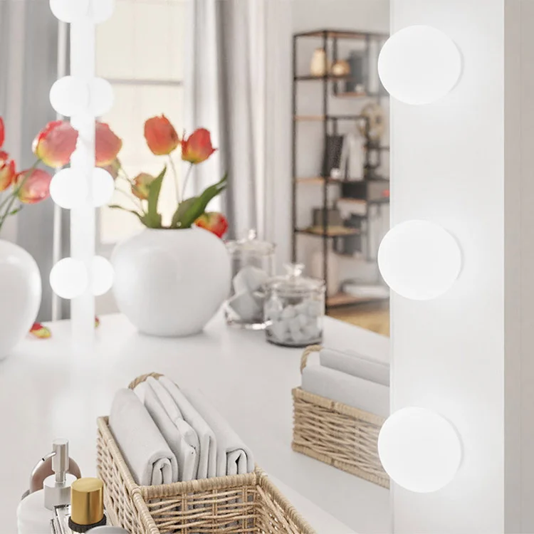 Scrivania Trucco Illuminata LIVELYGLOW Con Specchio E Luci Regolabili, 3 Tonalità, 2 Cassetti E Armadietto