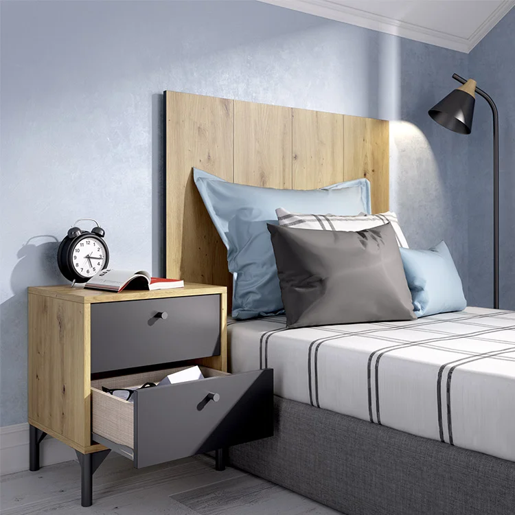 VIDAXL - Testiera Letto Con Comodini In Legno Multistrato Grigio VIDAXL - Testiera Letto Con Comodini In Legno Multistrato Grigio