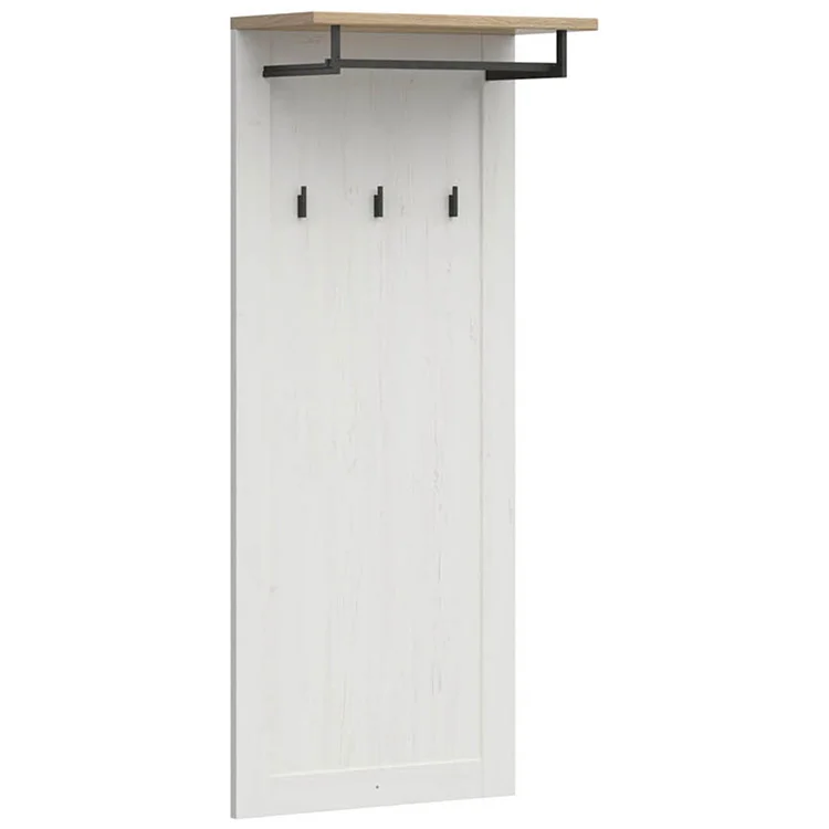 Pannello Appendiabiti Da Parete Stella Trading Jasmin – 41x195 Cm, Stile Rustico In Pino E Rovere, Con Ganci