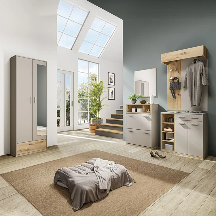 Bush Furniture Salinas Attaccapanni Con Panca E Scarpiera - Finitura Driftwood Grigio