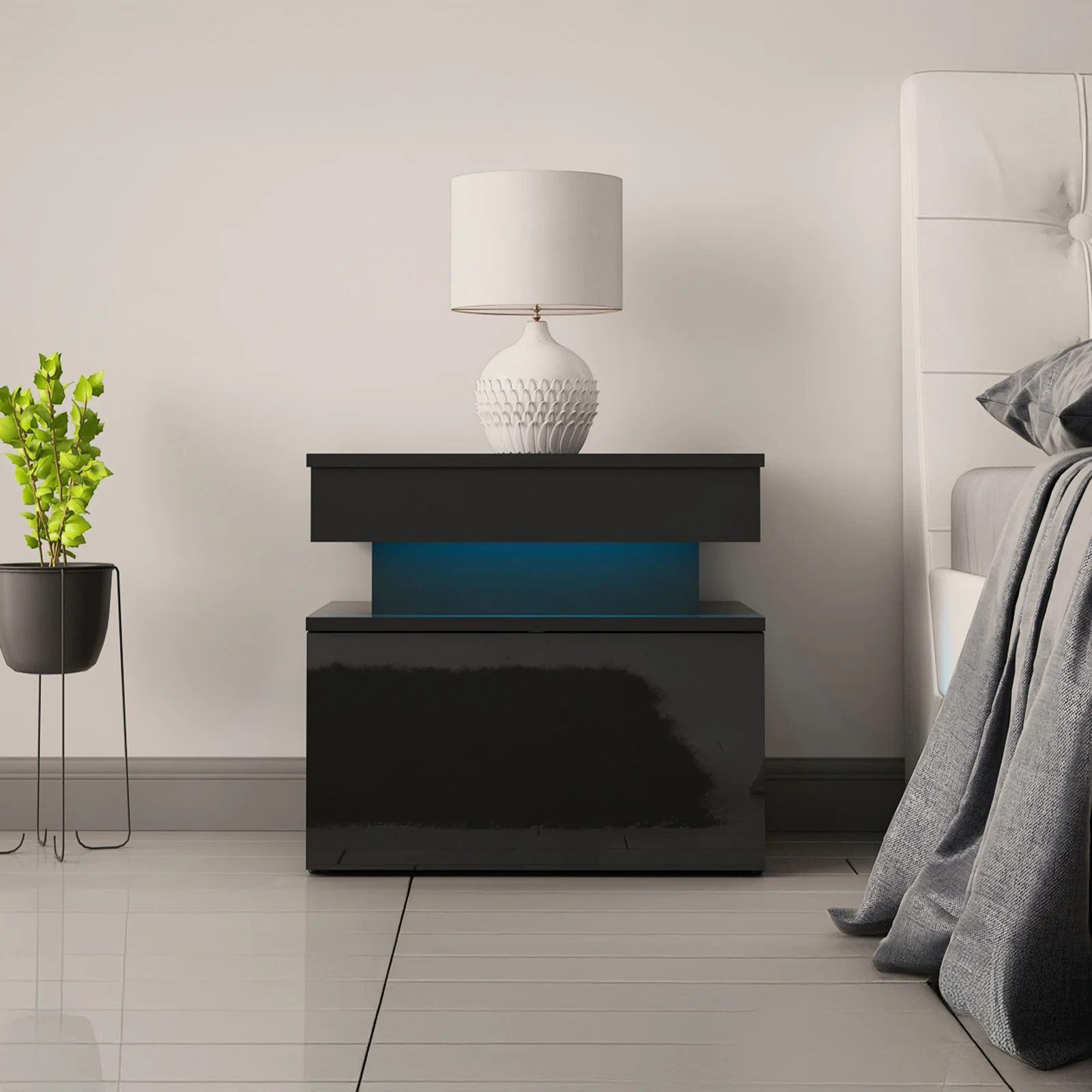 VidaXL Comodino Nero Lucido 40x40x50 cm in Truciolato | Leroy Merlin VidaXL Comodino Nero Lucido 40x40x50 cm in Truciolato | Leroy Merlin