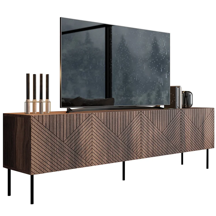 Mobile tv design minimal in legno bianco e ripiani noce – Colly Shop Mobile tv design minimal in legno bianco e ripiani noce – Colly Shop
