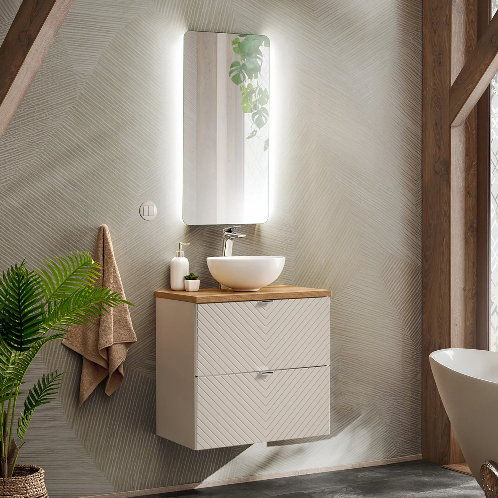 Bakal Mueble de Baño Onyx, 2 cajones, suspenddo en Pared, con Lavabo Bakal Mueble de Baño Onyx, 2 cajones, suspenddo en Pared, con Lavabo