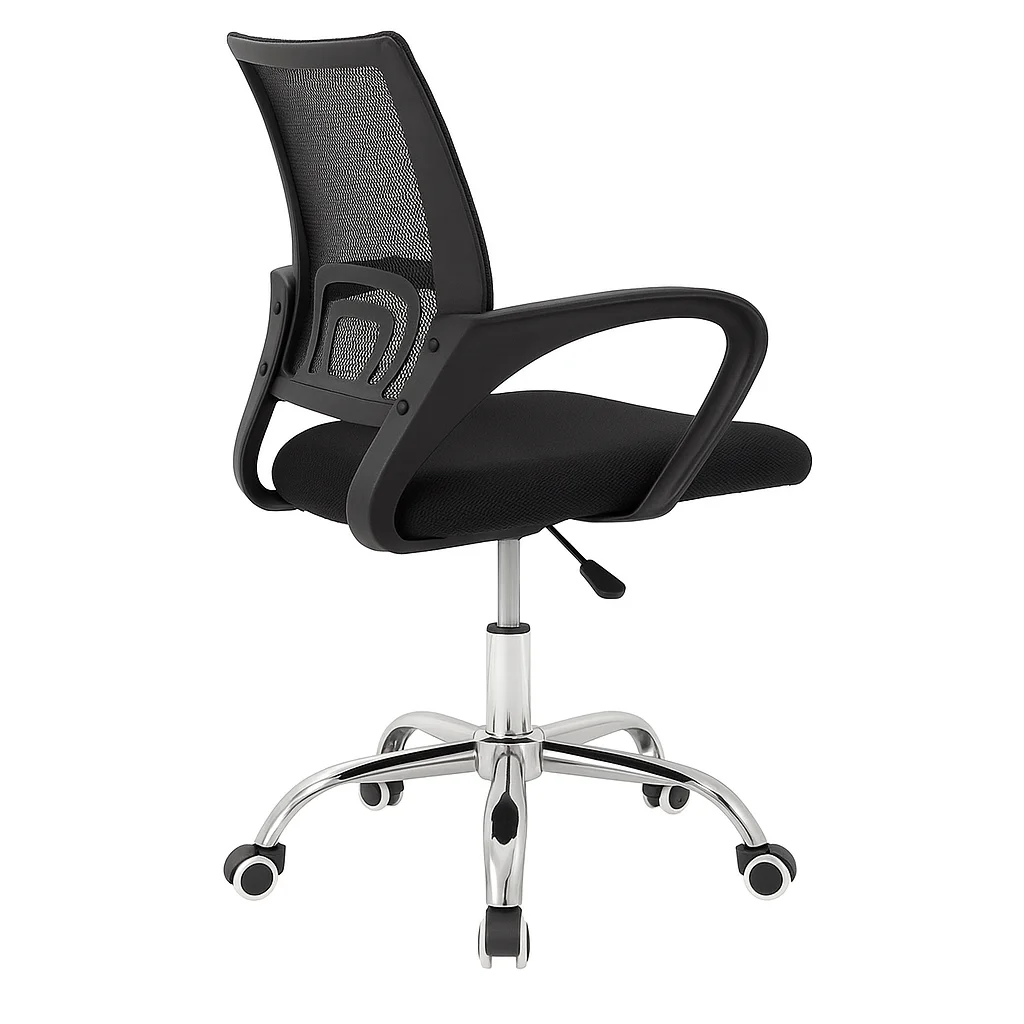 Sedia Conferenze MOBY BASE, Comoda e Pratica, Gambe Cromate, Tessuto Nero