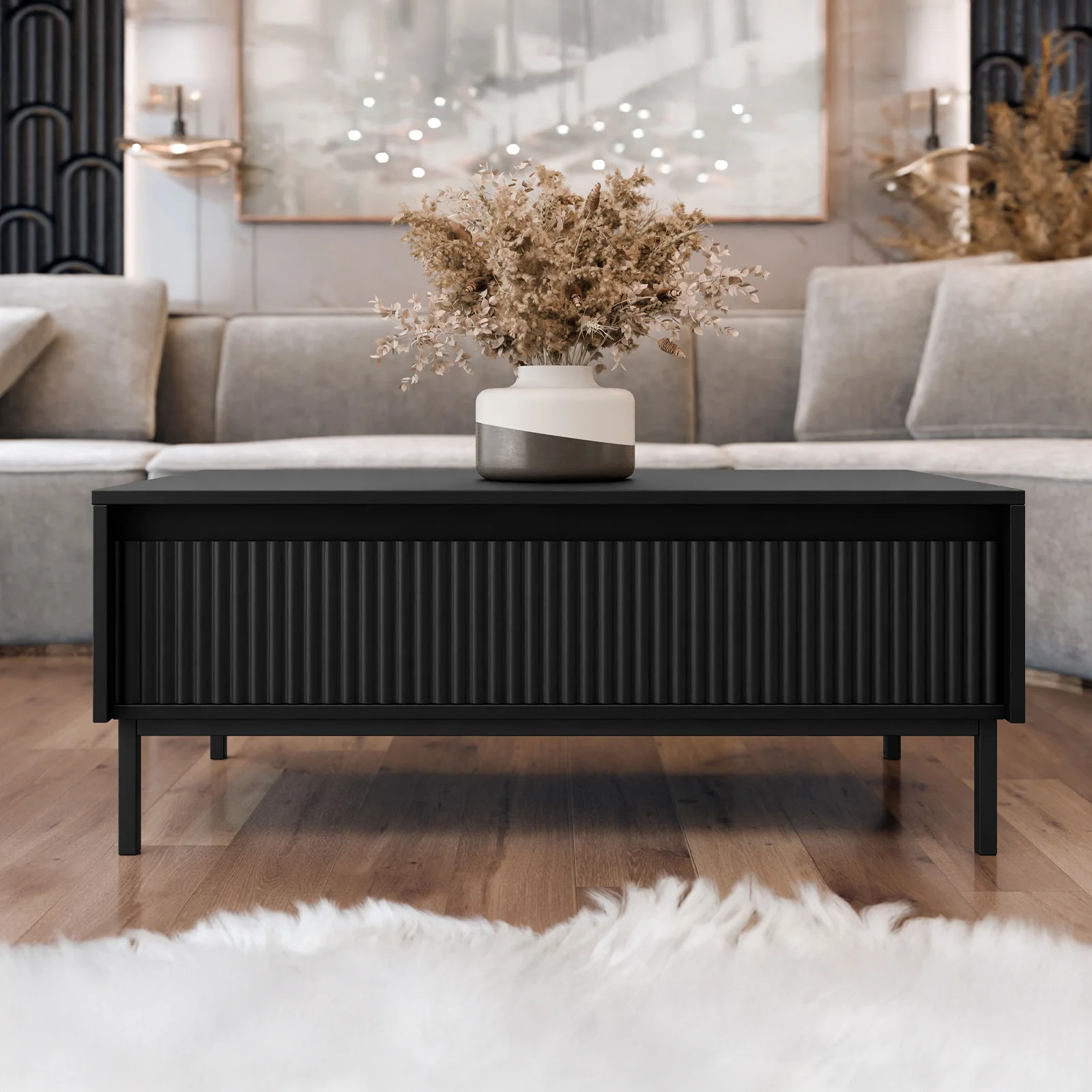 Tavolino Salotto Nero Rovere 90x50 vidaXL | Arredo Moderno Basso Tavolino Salotto Nero Rovere 90x50 vidaXL | Arredo Moderno Basso