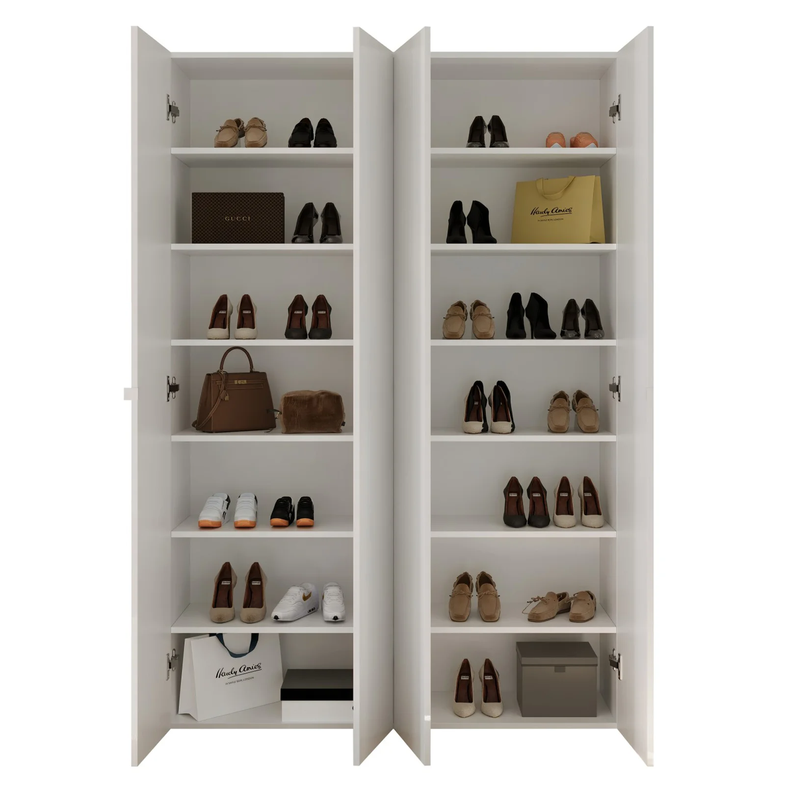 KIMBORA Scarpiera lunga per armadio, 30 paia di scarpe impilabili, ampia mensola a 4 ripiani, per pavimento della camera da letto (grigio KIMBORA Scarpiera lunga per armadio, 30 paia di scarpe impilabili, ampia mensola a 4 ripiani, per pavimento della camera da letto (grigio