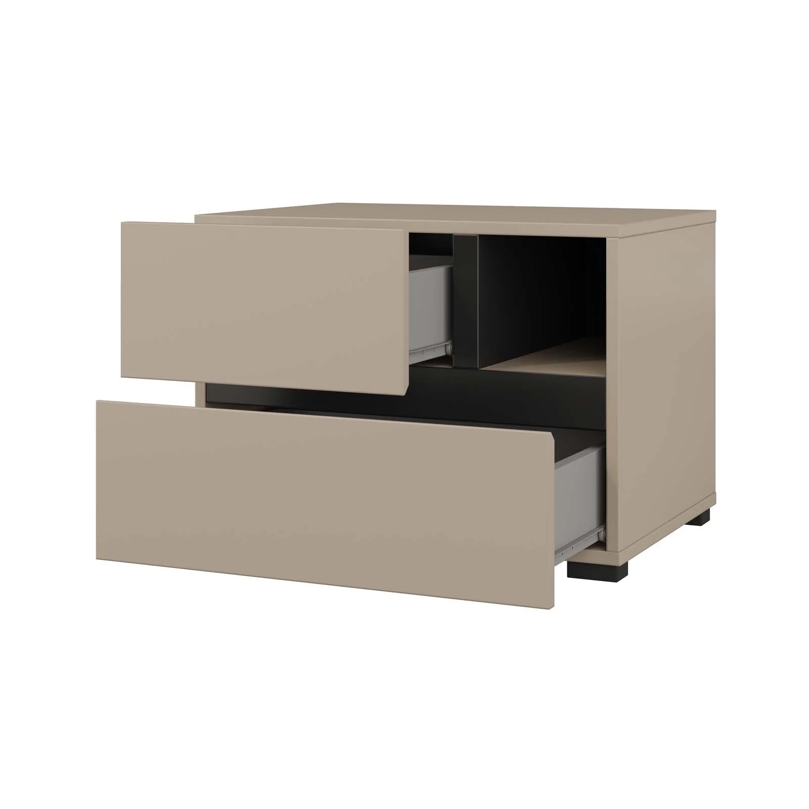 Comodino con tre cassetti, collezione FLOYD. Colore grigio effetto legno