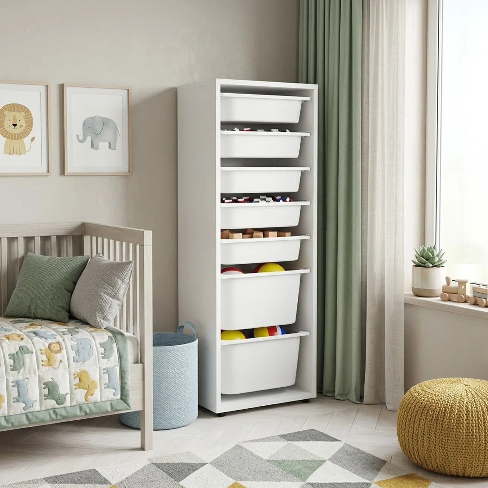 Cassettiera 45x125h cm colonna portagiochi multiuso bianco Fast Concordia