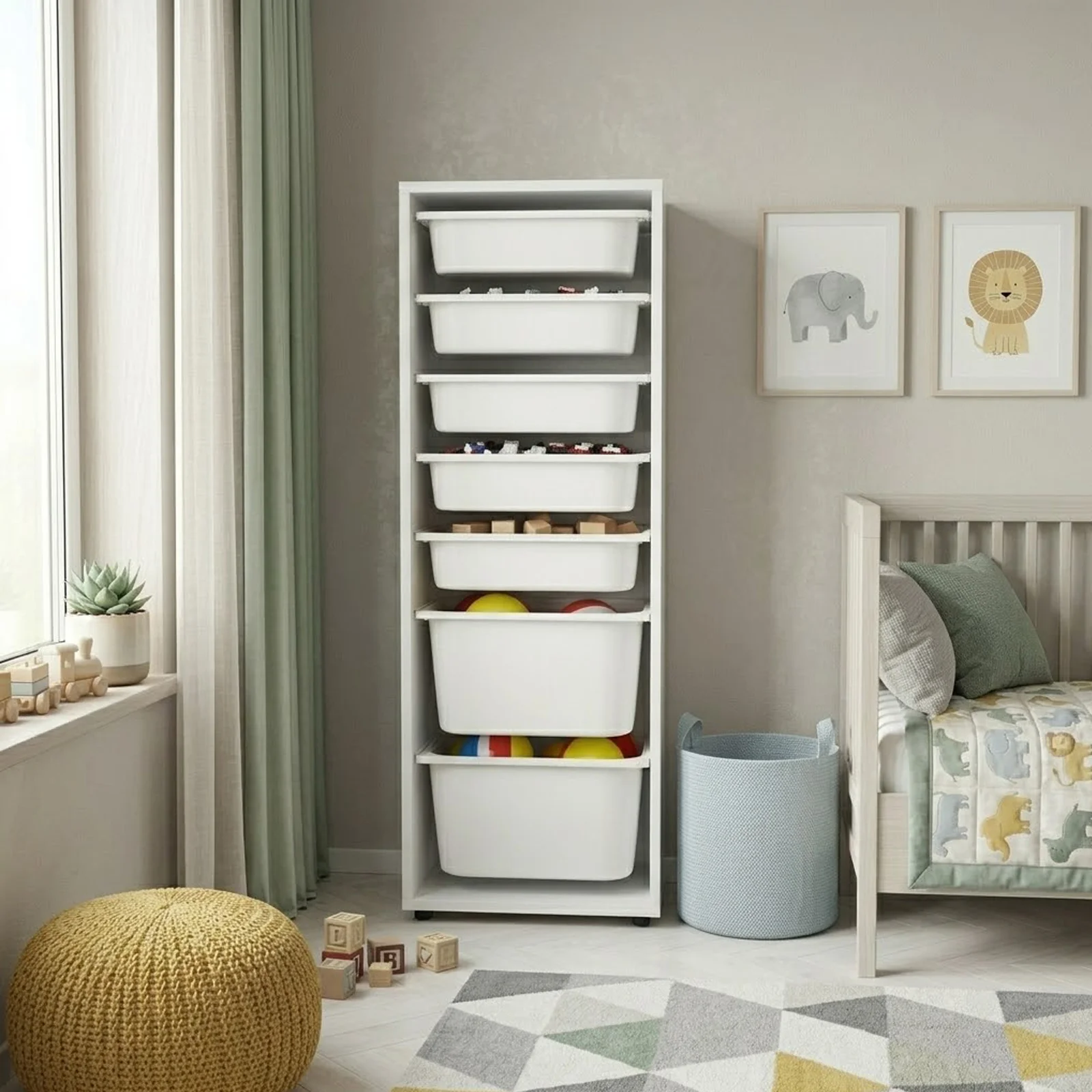 Cassettiera 45x125h cm colonna portagiochi multiuso bianco Fast Concordia
