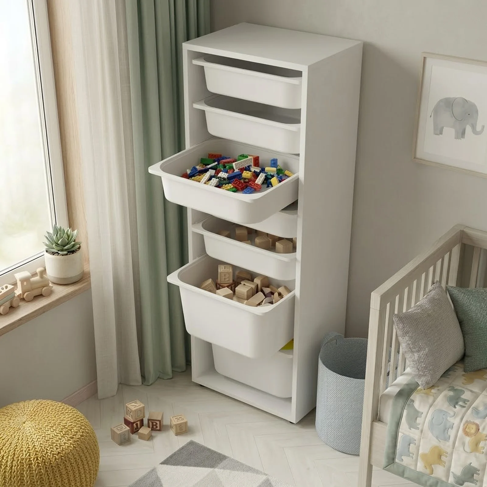 Cassettiera 45x125h cm colonna portagiochi multiuso bianco Fast Concordia