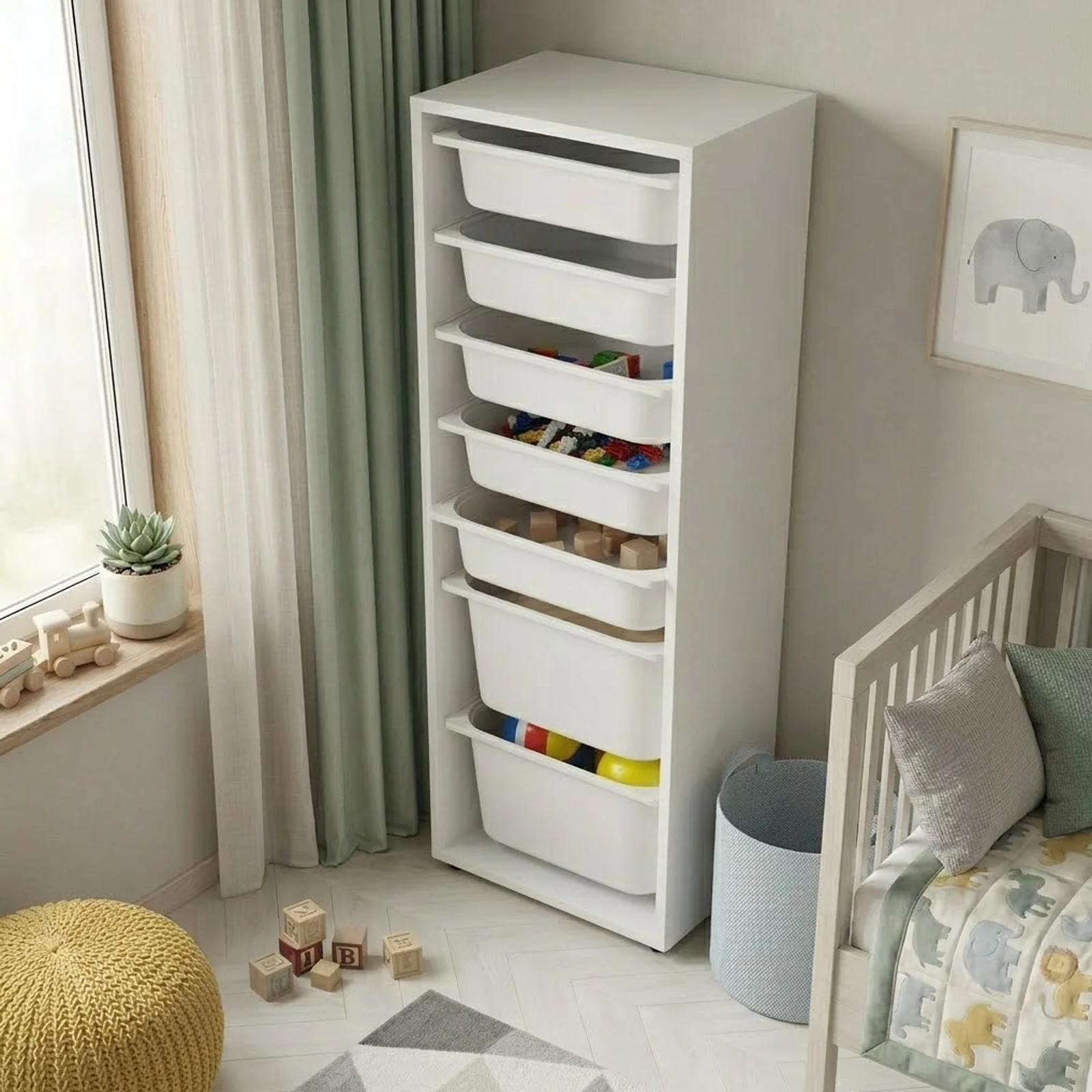 Cassettiera 45x125h cm colonna portagiochi multiuso bianco Fast Concordia