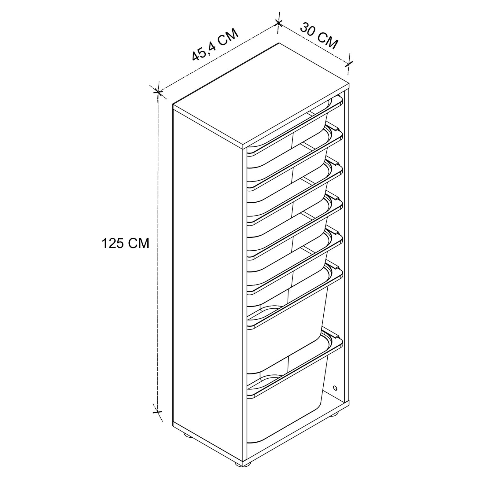 Cassettiera 45x125h cm colonna portagiochi multiuso bianco Fast Concordia