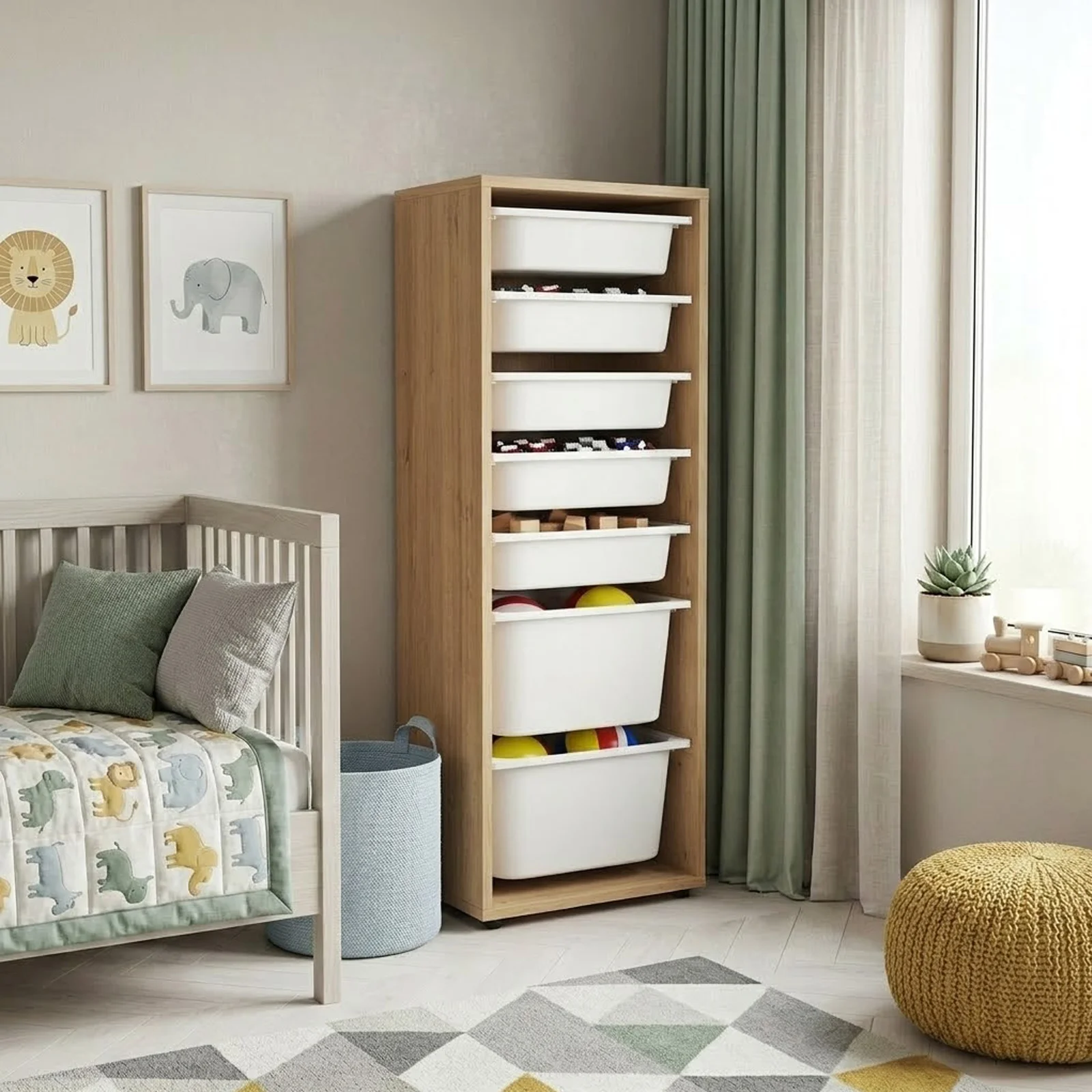 Cassettiera 45x125h cm colonna portagiochi multiuso rovere Fast Concordia