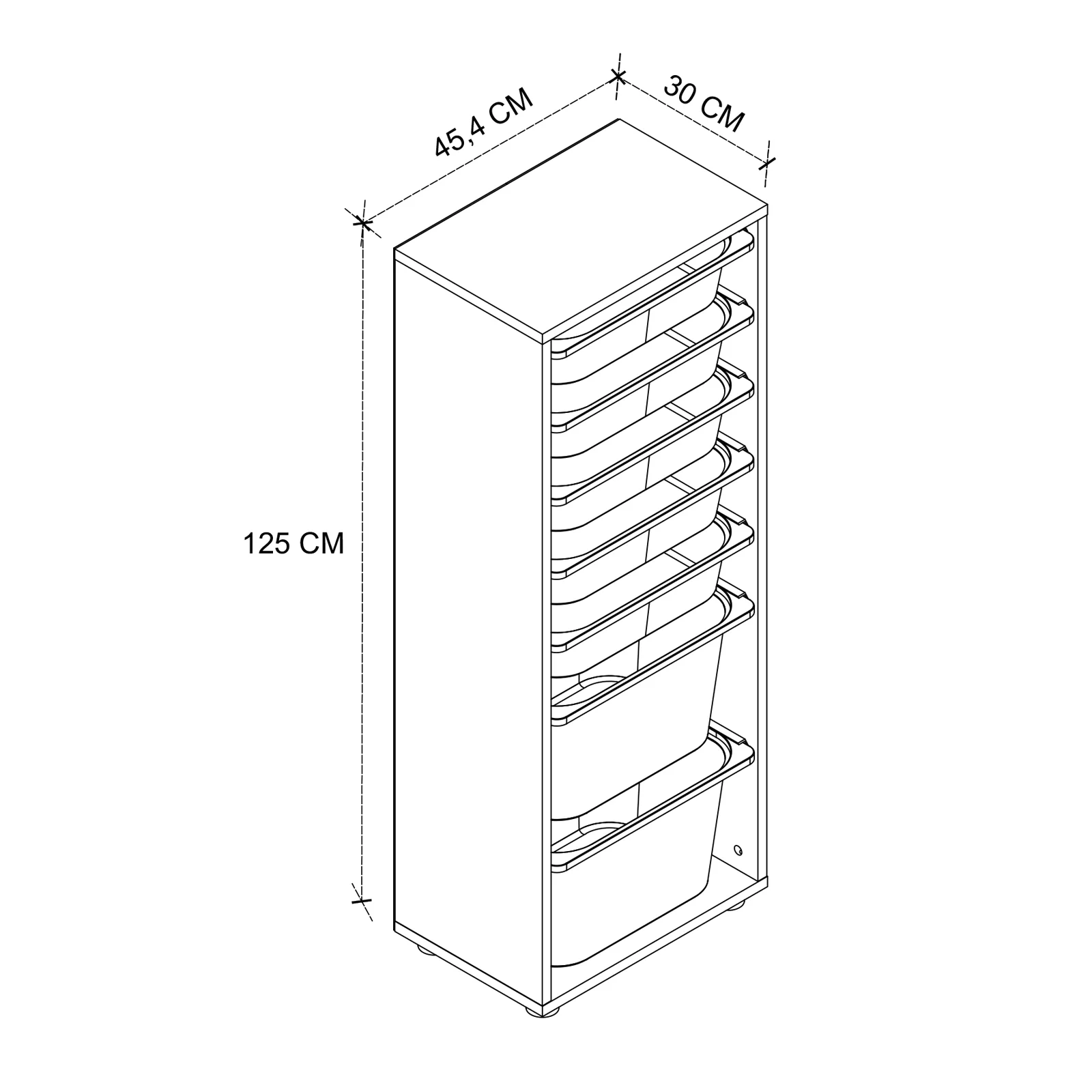 Cassettiera 45x125h cm colonna portagiochi multiuso rovere Fast Concordia