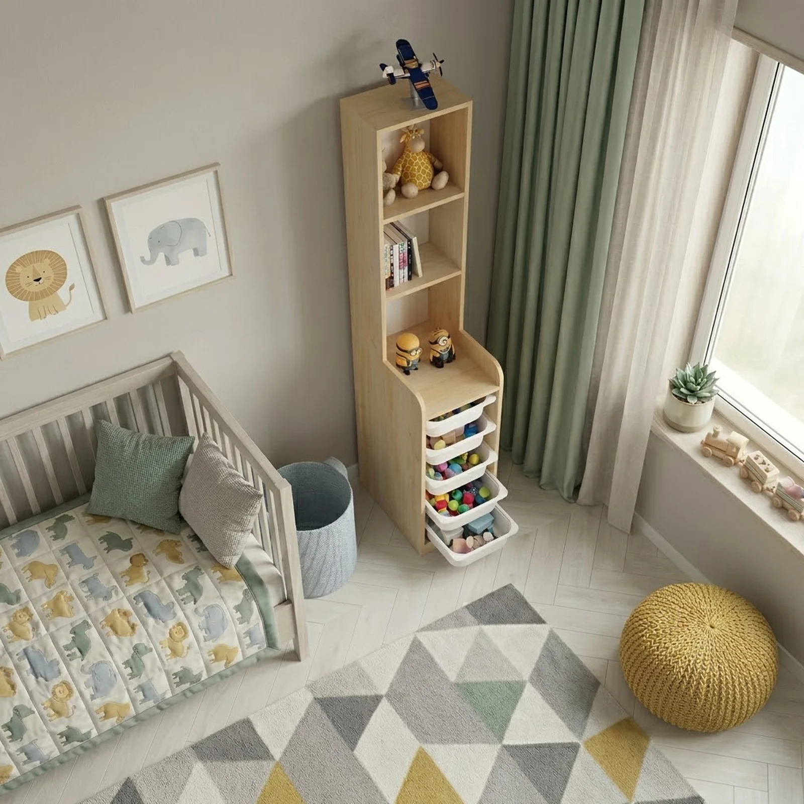 Mobile portagiochi 35x178h cm 3 scaffali e cassettiera rovere Fast Concordia