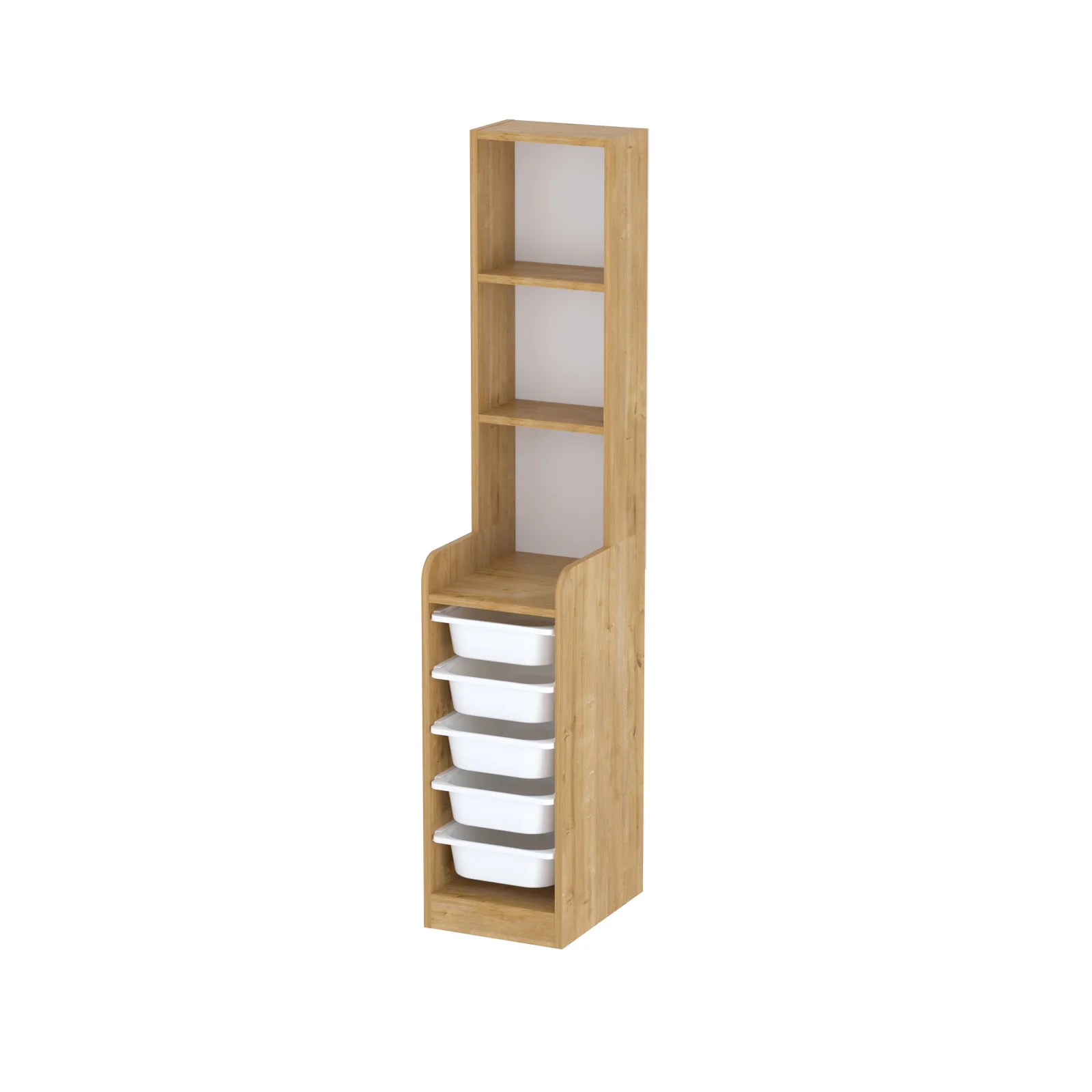 Mobile portagiochi 35x178h cm 3 scaffali e cassettiera rovere Fast Concordia