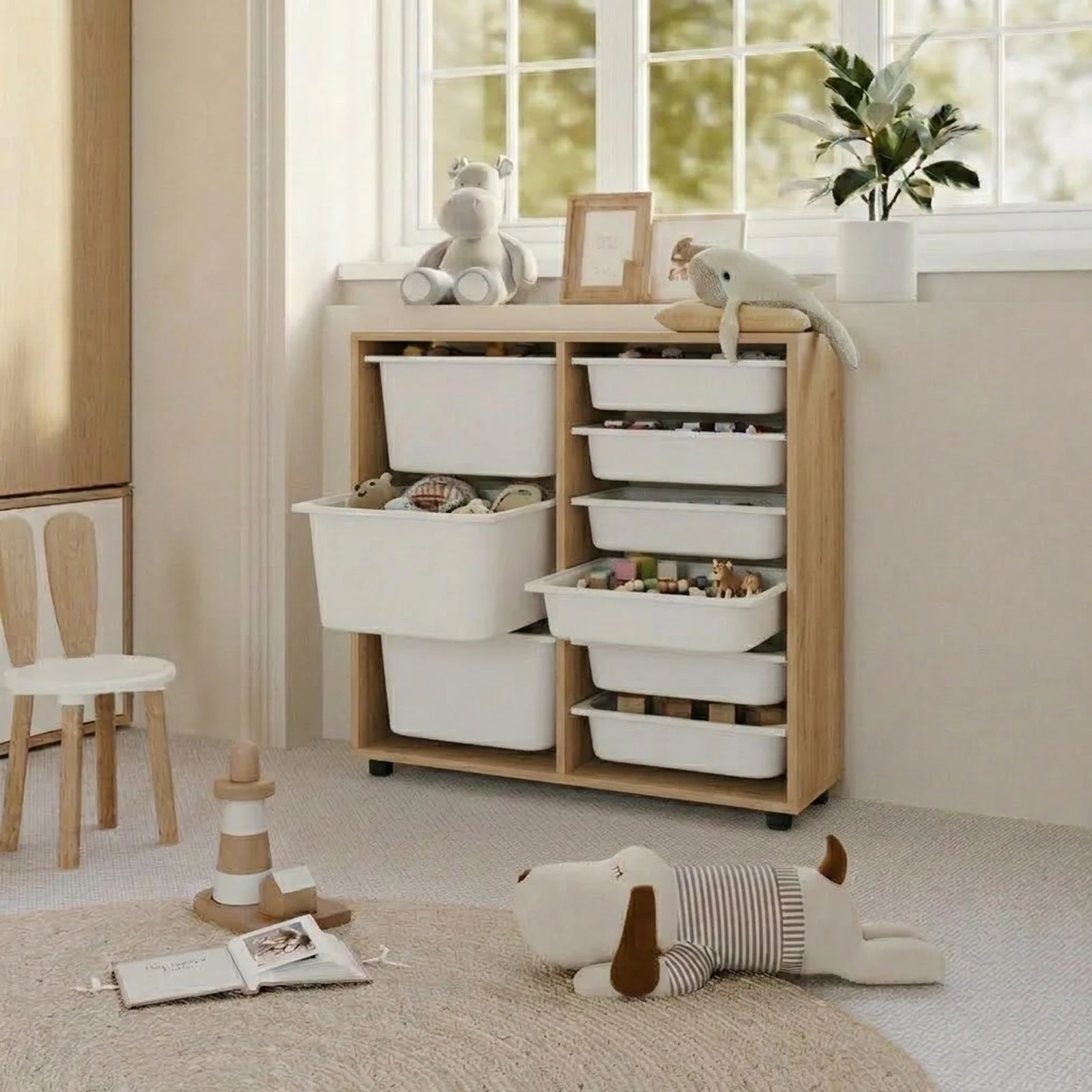 Mobile portagiochi 89x85h cm cassettiera multiuso rovere Fast Concordia