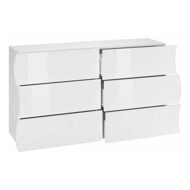 Settimino con 6 Cassetti Onda in Legno Bianco Lucido Camera Ingresso Settimino con 6 Cassetti Onda in Legno Bianco Lucido Camera Ingresso